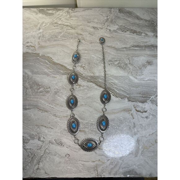 ARIAT Turquoise Concho Chain Belt - Ladies, Silver - Picture 4 of 6